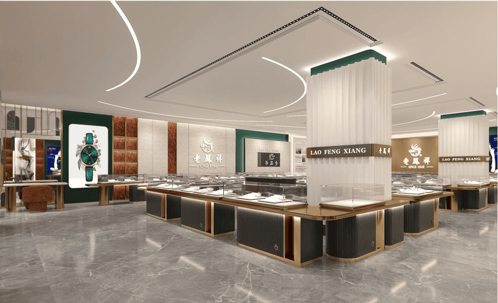 Jewelry lighting case of Laofengxiang Jewelry Store in Muping, Yantai