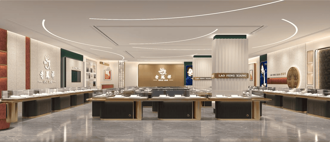 Jewelry lighting case of Laofengxiang Jewelry Store in Muping, Yantai