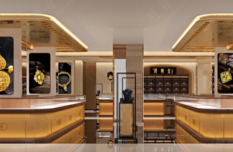 The jewelry lighting case of the second store of Chizhou Laofengxiang Specialty Store